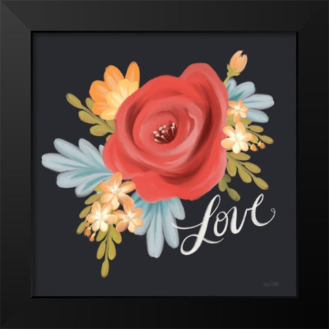 Love Floral Black Modern Wood Framed Art Print by House Fenway