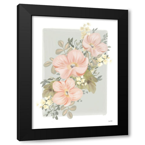 Pink Poppy Sprig Black Modern Wood Framed Art Print by House Fenway