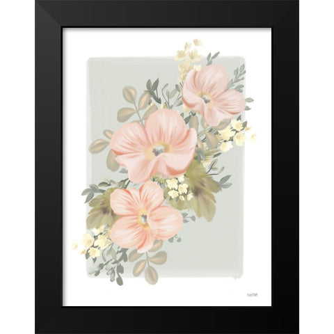 Pink Poppy Sprig Black Modern Wood Framed Art Print by House Fenway