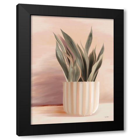 Striped Bohemian Plant II Black Modern Wood Framed Art Print with Double Matting by House Fenway