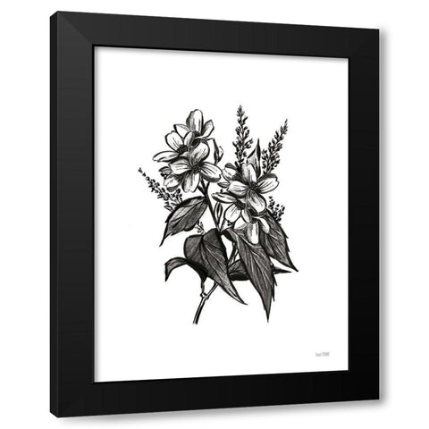 Pen and Ink Wildflower I Black Modern Wood Framed Art Print with Double Matting by House Fenway