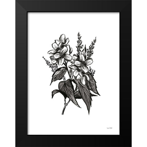 Pen and Ink Wildflower I Black Modern Wood Framed Art Print by House Fenway