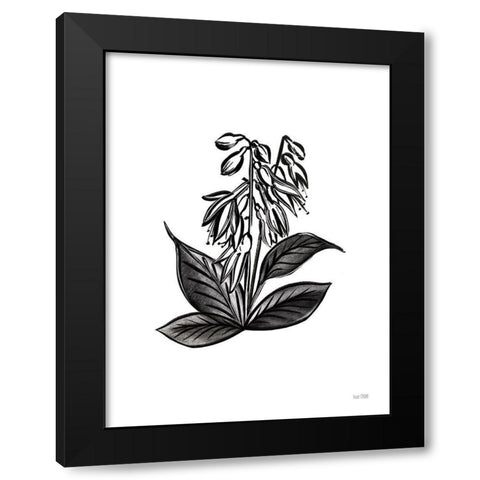 Pen and Ink Wildflower III Black Modern Wood Framed Art Print with Double Matting by House Fenway