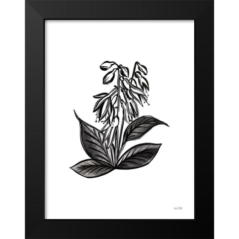 Pen and Ink Wildflower III Black Modern Wood Framed Art Print by House Fenway