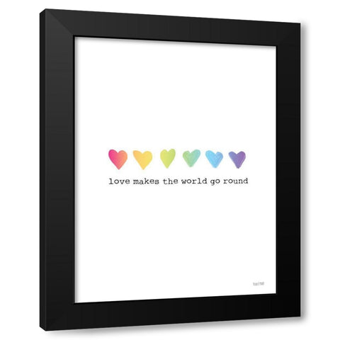 Love Makes the World Go Round Black Modern Wood Framed Art Print by House Fenway