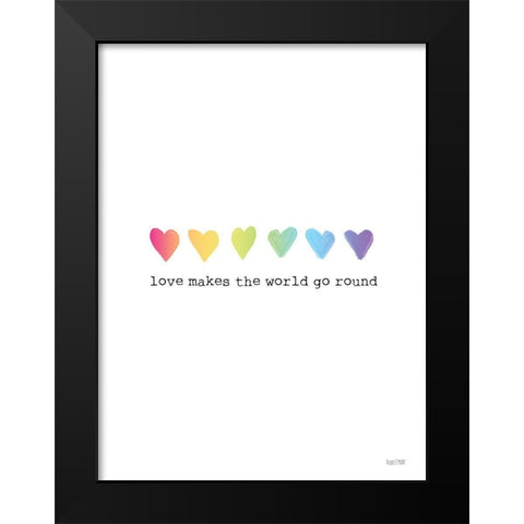 Love Makes the World Go Round Black Modern Wood Framed Art Print by House Fenway