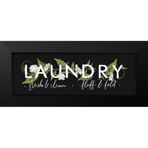 Laundry Sign Black Modern Wood Framed Art Print by House Fenway
