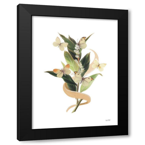 Wildflowers and Butterflies I Black Modern Wood Framed Art Print by House Fenway