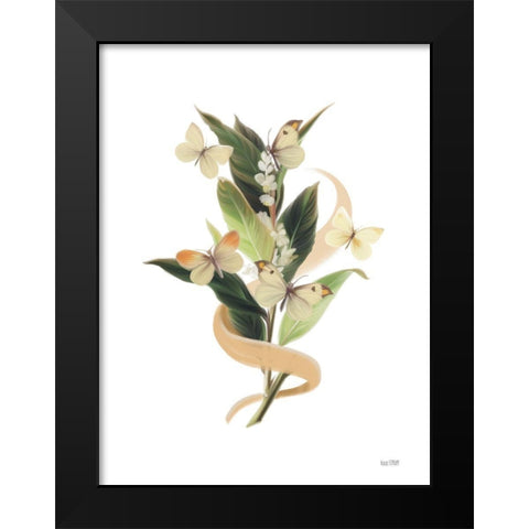 Wildflowers and Butterflies I Black Modern Wood Framed Art Print by House Fenway