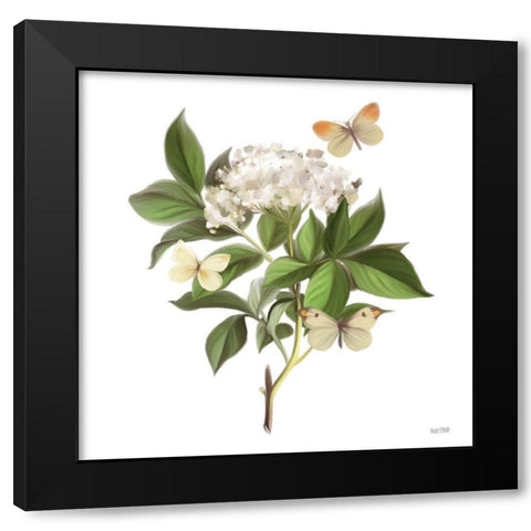 Wildflowers and Butterflies II Black Modern Wood Framed Art Print by House Fenway