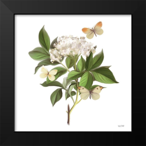 Wildflowers and Butterflies II Black Modern Wood Framed Art Print by House Fenway