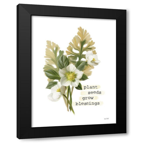 Grow Blessings Black Modern Wood Framed Art Print by House Fenway