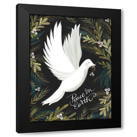 Peace on Earth Dove Black Modern Wood Framed Art Print with Double Matting by House Fenway