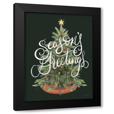 Seasons Greetings Black Modern Wood Framed Art Print by House Fenway