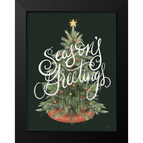 Seasons Greetings Black Modern Wood Framed Art Print by House Fenway