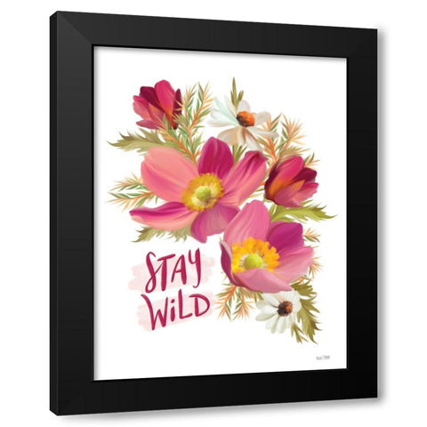 Stay Wild Black Modern Wood Framed Art Print with Double Matting by House Fenway