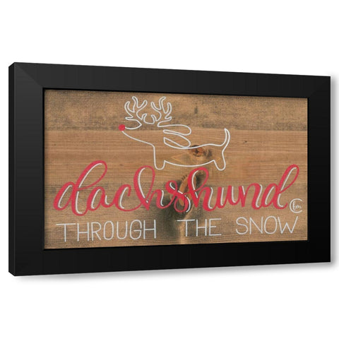 Dachshund in the Snow Black Modern Wood Framed Art Print by Fearfully Made Creations