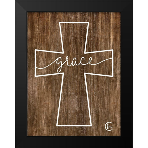 Grace Cross Black Modern Wood Framed Art Print by Fearfully Made Creations