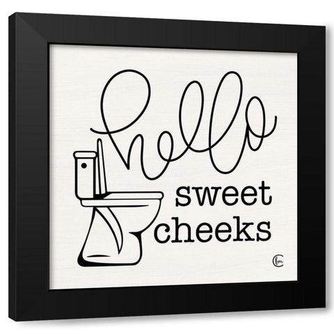 Hello Sweet Cheeks Black Modern Wood Framed Art Print with Double Matting by Fearfully Made Creations