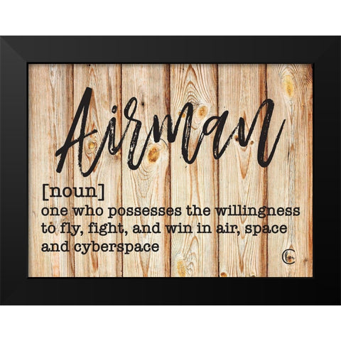 Airman Black Modern Wood Framed Art Print by Fearfully Made Creations