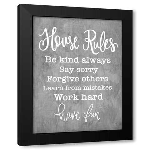 House Rules Black Modern Wood Framed Art Print by Fearfully Made Creations