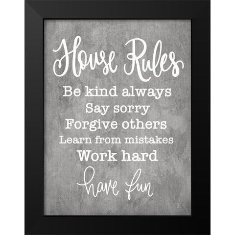 House Rules Black Modern Wood Framed Art Print by Fearfully Made Creations