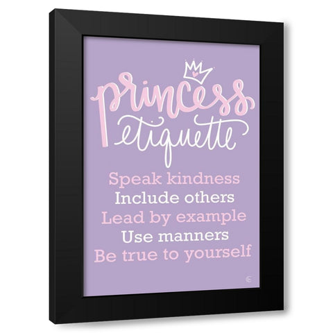 Princess Etiquette Black Modern Wood Framed Art Print with Double Matting by Fearfully Made Creations