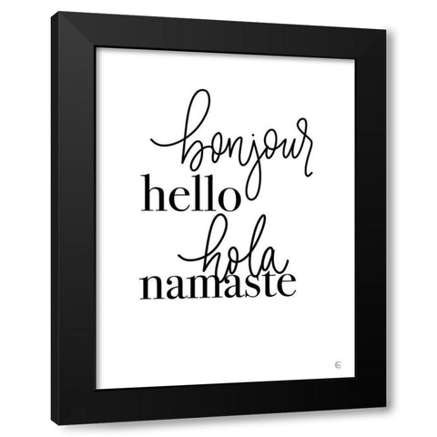Hello Languages Black Modern Wood Framed Art Print with Double Matting by Fearfully Made Creations
