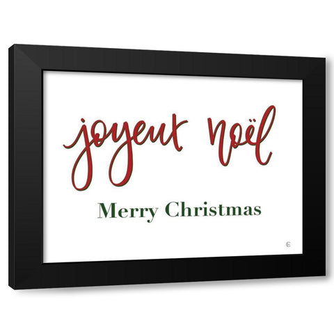 French Merry Christmas Black Modern Wood Framed Art Print with Double Matting by Fearfully Made Creations