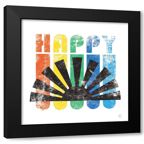 Happy Retro    Black Modern Wood Framed Art Print by Fearfully Made Creations