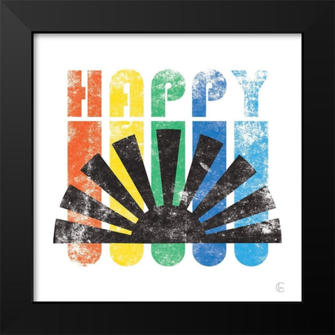 Happy Retro    Black Modern Wood Framed Art Print by Fearfully Made Creations