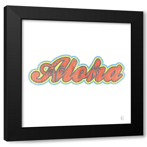 Aloha Retro Black Modern Wood Framed Art Print with Double Matting by Fearfully Made Creations