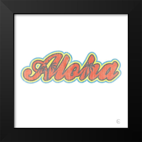 Aloha Retro Black Modern Wood Framed Art Print by Fearfully Made Creations