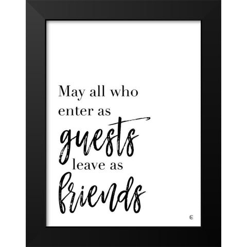 Guests and Friends Black Modern Wood Framed Art Print by Fearfully Made Creations