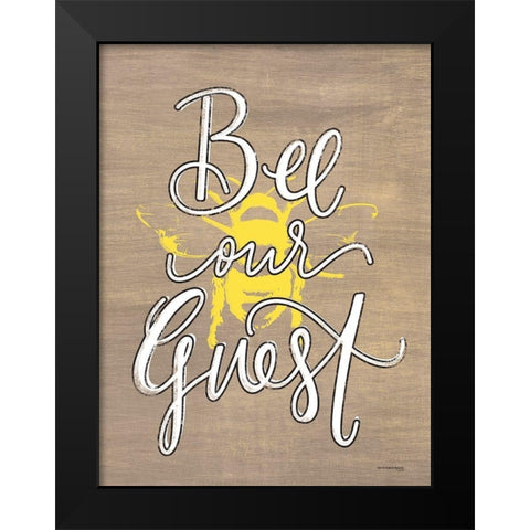 Bee Our Guest Black Modern Wood Framed Art Print by Fearfully Made Creations