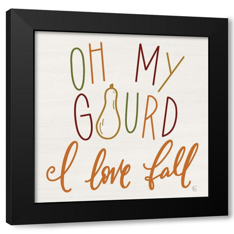 Oh My Gourd - I Love Fall Black Modern Wood Framed Art Print with Double Matting by Fearfully Made Creations