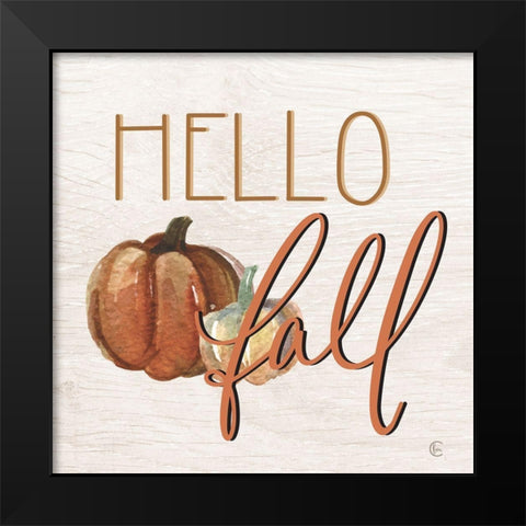 Hello Fall Black Modern Wood Framed Art Print by Fearfully Made Creations