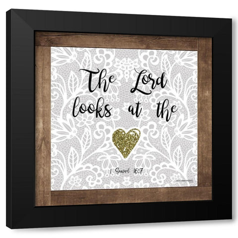 The Lord Looks at the Heart Black Modern Wood Framed Art Print by Barrett, Erin