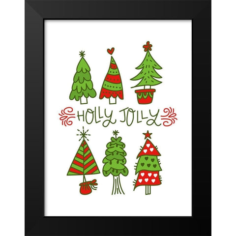 Holly Jolly  Black Modern Wood Framed Art Print by Barrett, Erin