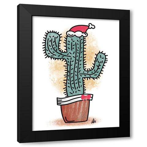 Feliz Navidad Cactus Black Modern Wood Framed Art Print by Barrett, Erin