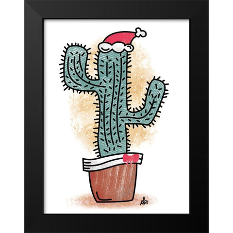 Feliz Navidad Cactus Black Modern Wood Framed Art Print by Barrett, Erin