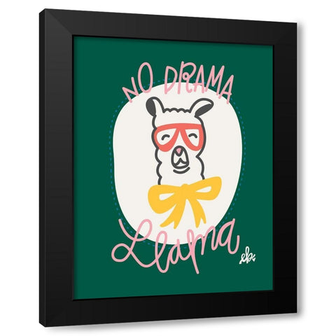 No Drama Llama Black Modern Wood Framed Art Print with Double Matting by Barrett, Erin