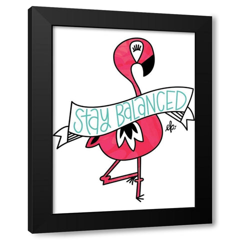 Flamingo Stay Balanced Black Modern Wood Framed Art Print with Double Matting by Barrett, Erin