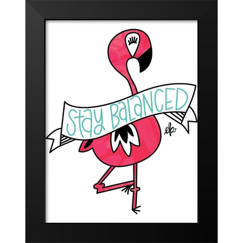 Flamingo Stay Balanced Black Modern Wood Framed Art Print by Barrett, Erin