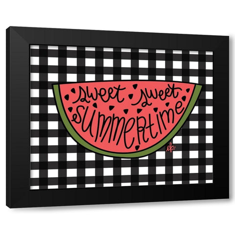 Sweet Summertime Watermelon Black Modern Wood Framed Art Print by Barrett, Erin