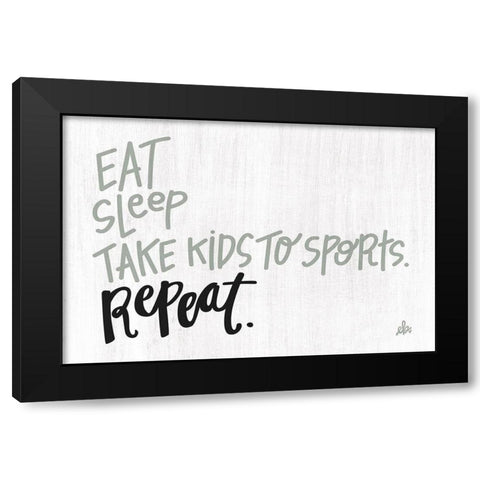 Eat Sleep Sports Repeat Black Modern Wood Framed Art Print with Double Matting by Barrett, Erin