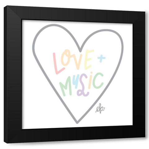 Love and Music  Black Modern Wood Framed Art Print with Double Matting by Barrett, Erin