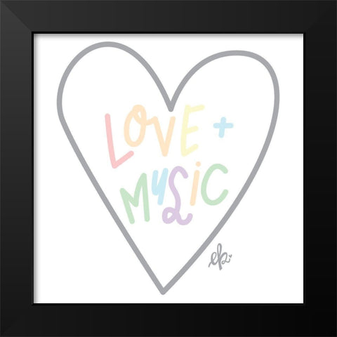 Love and Music  Black Modern Wood Framed Art Print by Barrett, Erin