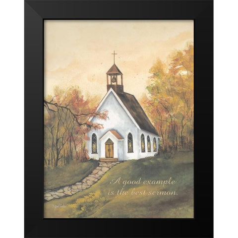 Autumn Church Black Modern Wood Framed Art Print by Eads, Gail