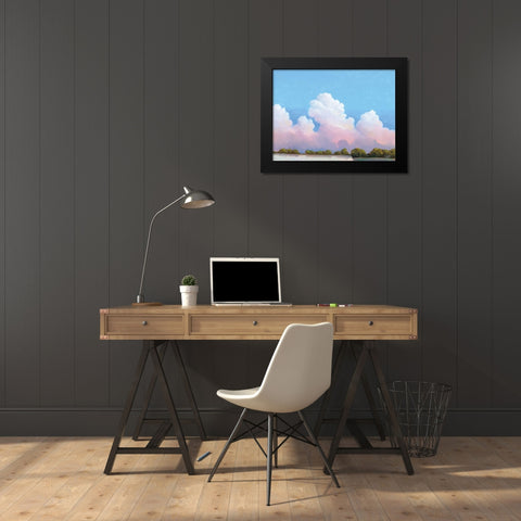 River and Sky Meet The Clouds Black Modern Wood Framed Art Print by Hawkins, William